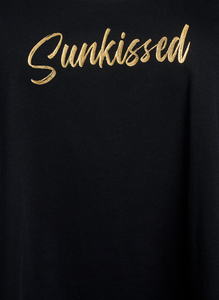 Bawelniany top o rozszerzanym fasonie, Czarne, Packshot image number 2