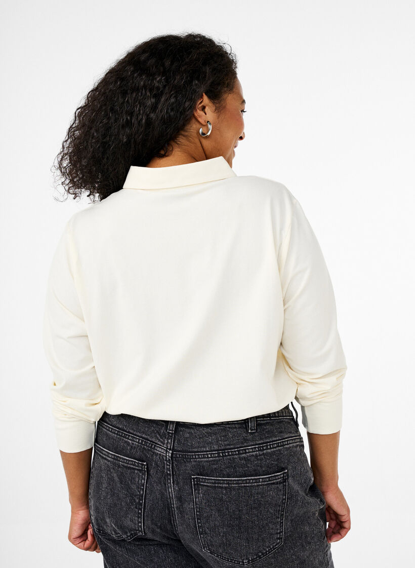 Koszulka polo z dlugim rekawem, Biały, Model image number 2