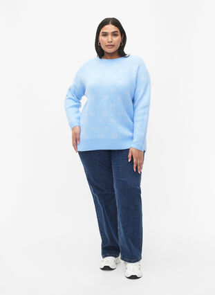 Wzorzysty sweterek, Blue Bell/Birch, Model image number 2