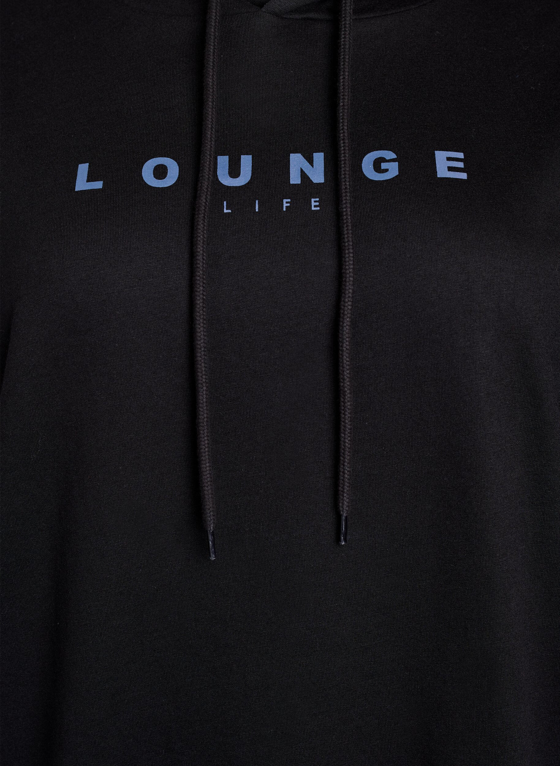 Zizzi Bluza z kapturem i nadrukiem, Czarne, Packshot image number 2