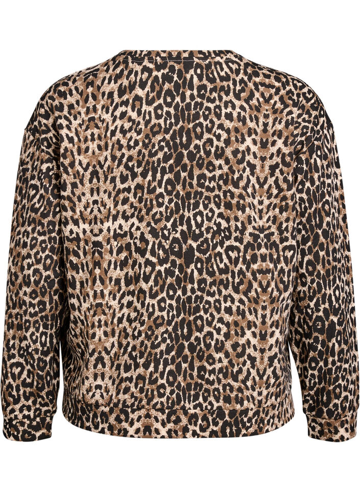 Bluza z nadrukiem w stylu leopard oraz z nadrukiem z haslem, Brązowy, Packshot image number 1