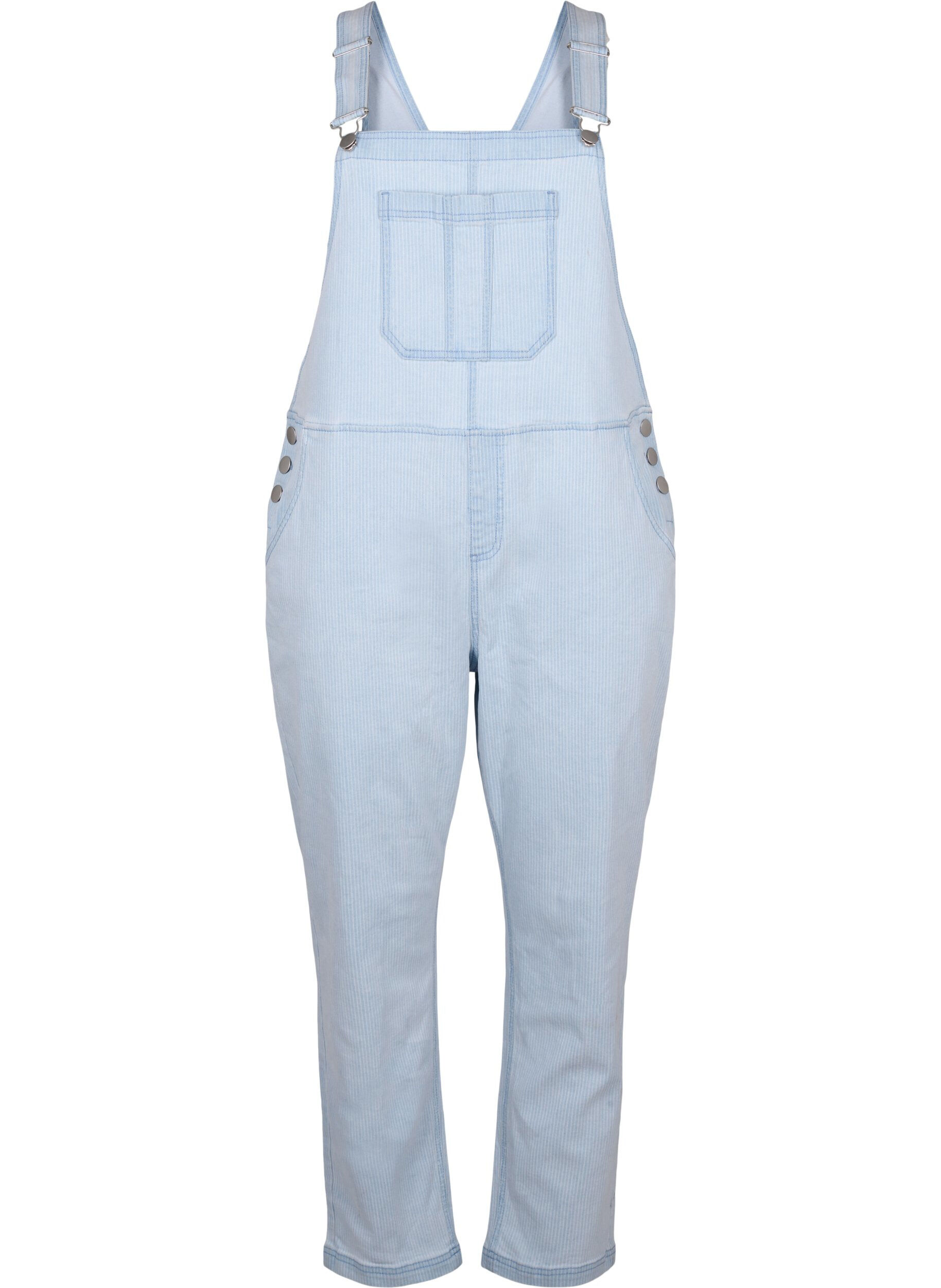 Zizzi Jeansowy kombinezon w paski, L. Blue Denim Stripe, Packshot image number 0