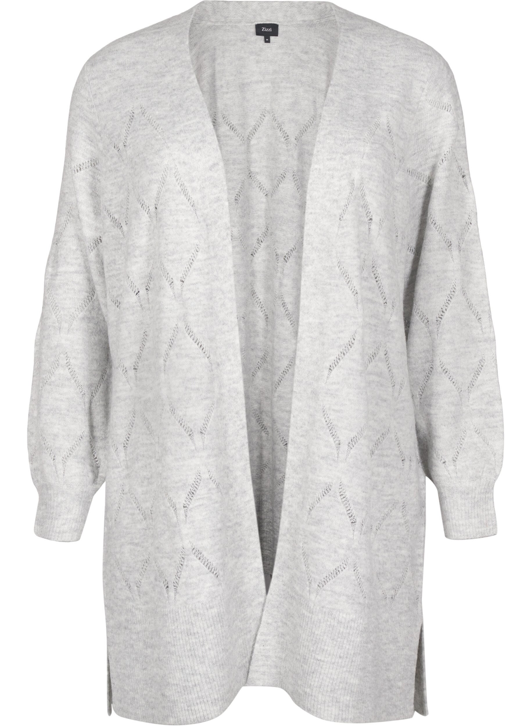 Zizzi Dzianinowy kardigan z dlugim rekawem, Light Grey Melange, Packshot image number 0