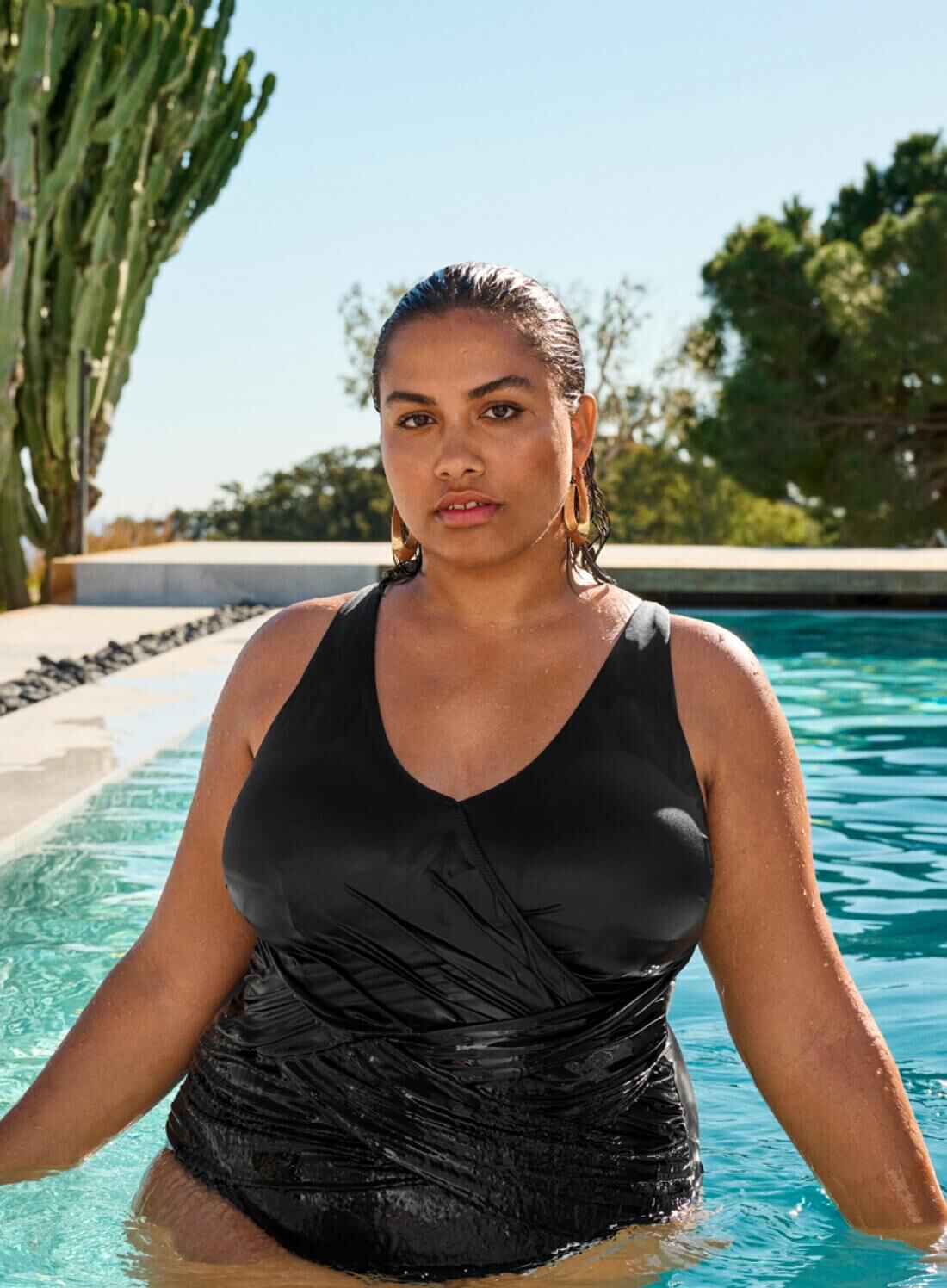 Zizzi Czarny str&oacute;j kąpielowy z detalami, , Model