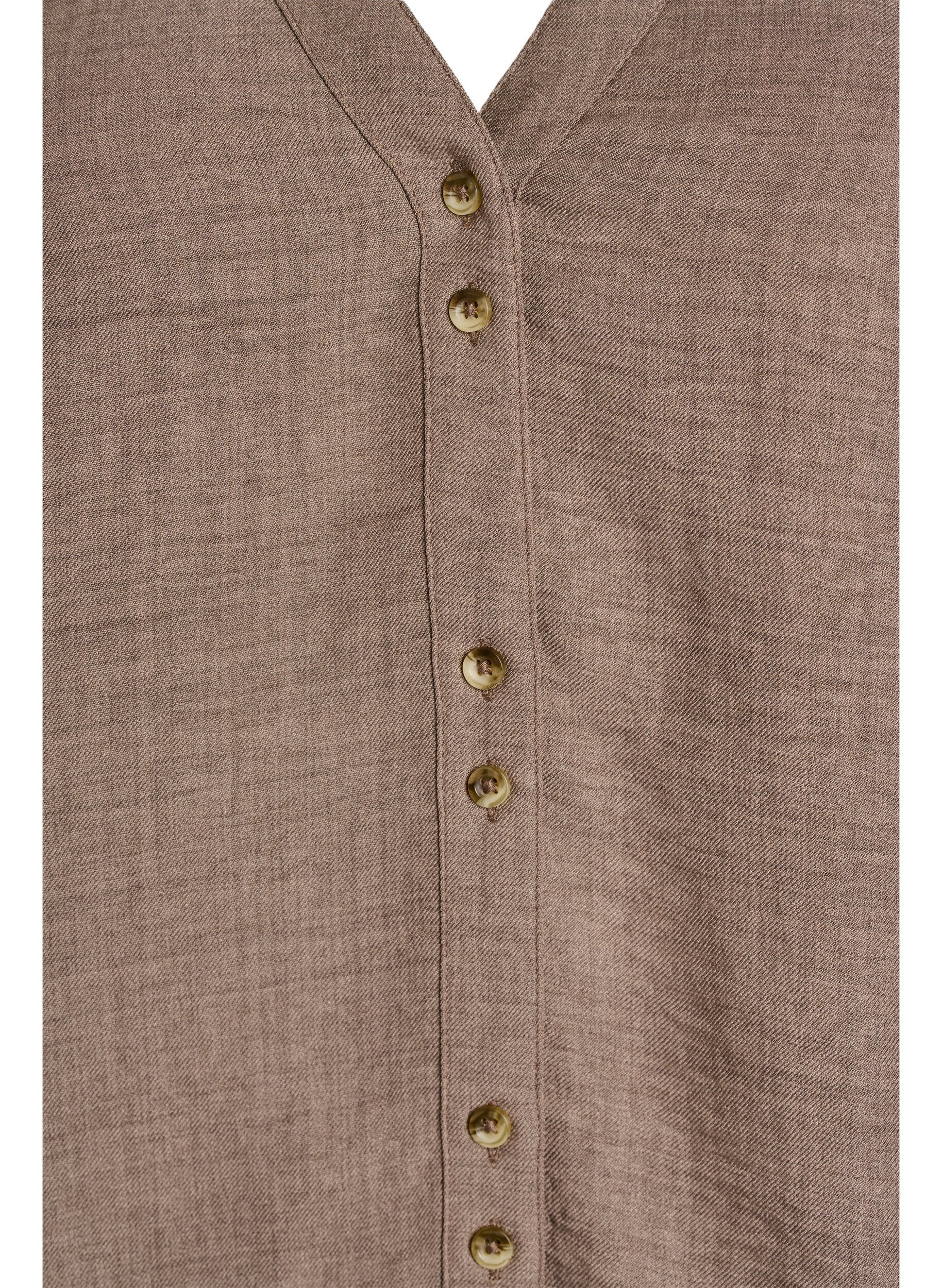 Zizzi Bluzka koszulowa z dekoltem w szpic i kr&oacute;tkimi rekawami, Brązowy, Packshot image number 2