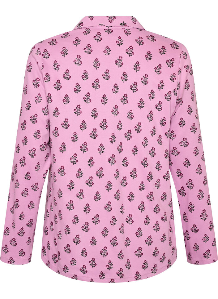 Bawelniana koszula pizamowa z kieszenia na piersi, R&oacute;żowy, Packshot image number 1