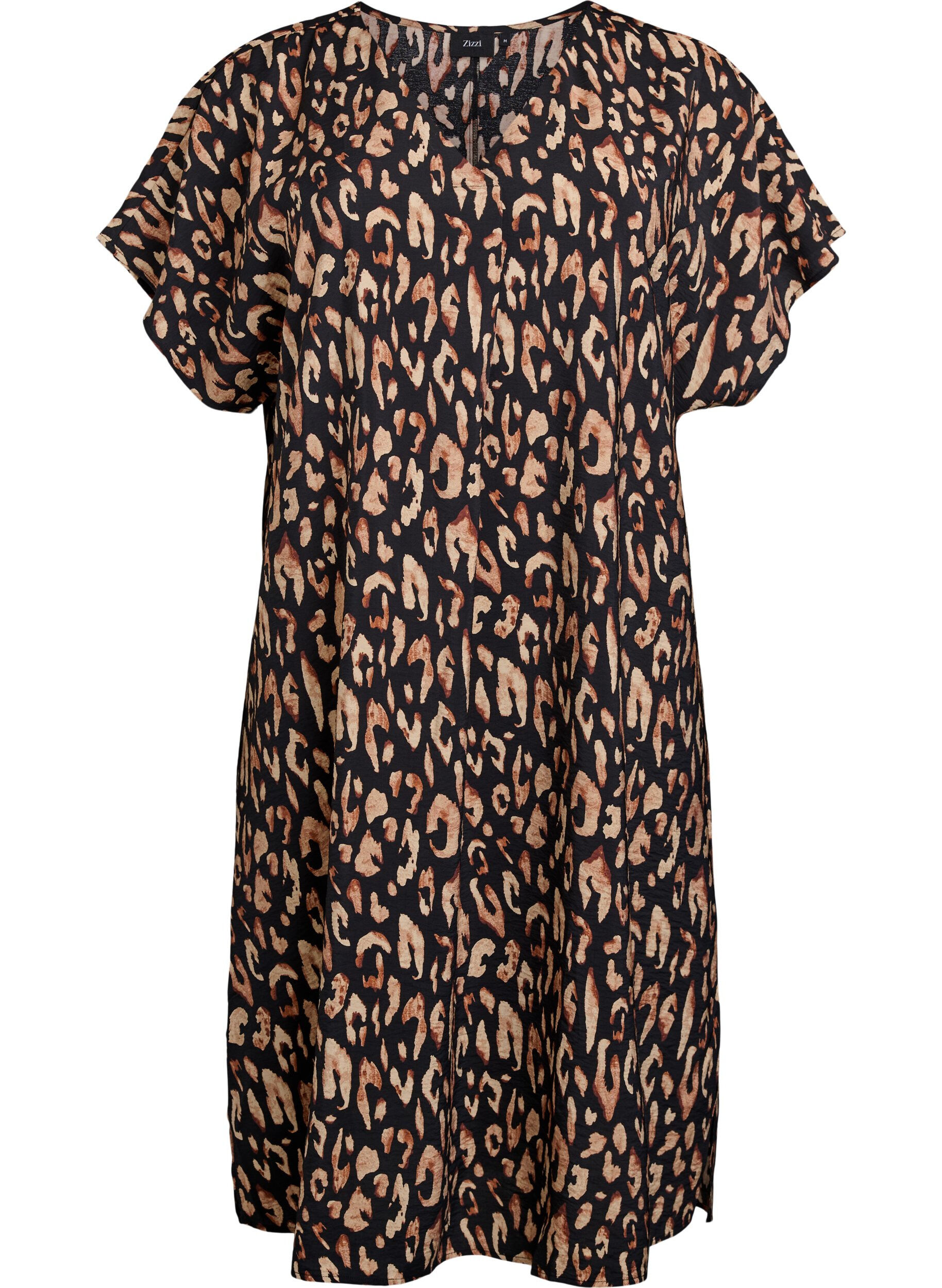 Zizzi Wiskozowa sukienka z dekoltem w szpic, Czarne, Packshot image number 0