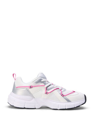Sneakersy o szerokim kroju z kontrastowym wiazaniem, White w. Pink, Packshot image number 0
