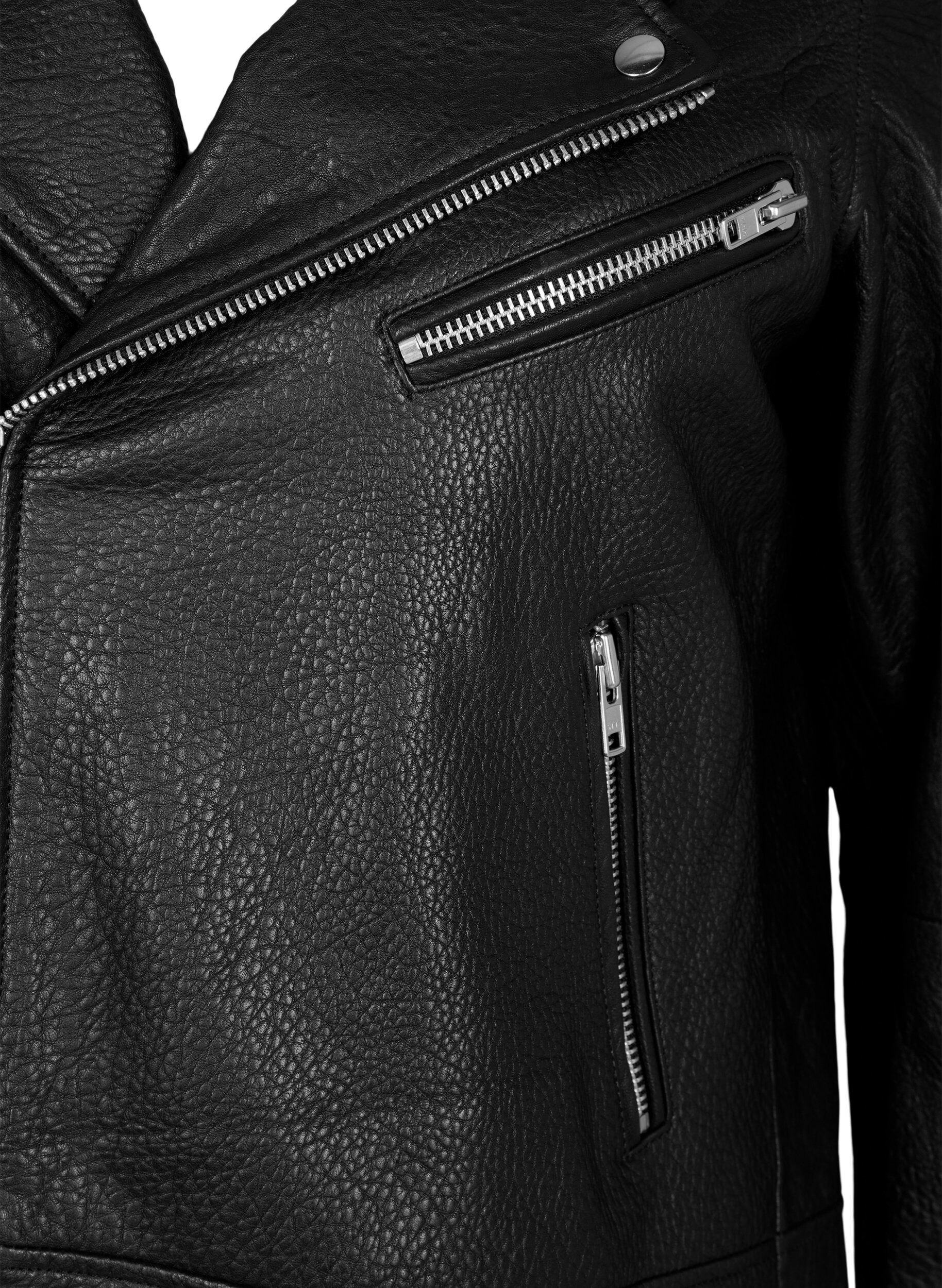 Zizzi Sk&oacute;rzana kurtka typu biker z kieszeniami, Black, Packshot image number 2