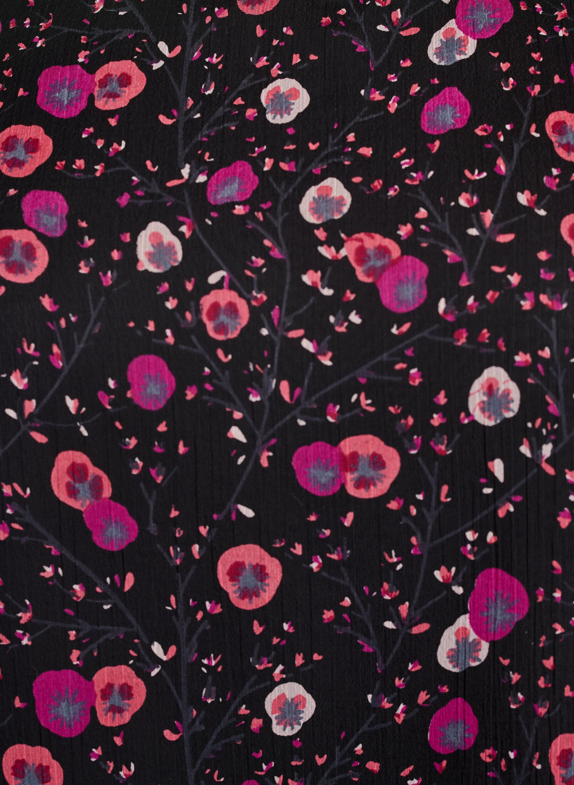 ZizziBluzka z szyfonu w kwiaty z przezroczystymi rekawami, Czarne, Packshot image number 2