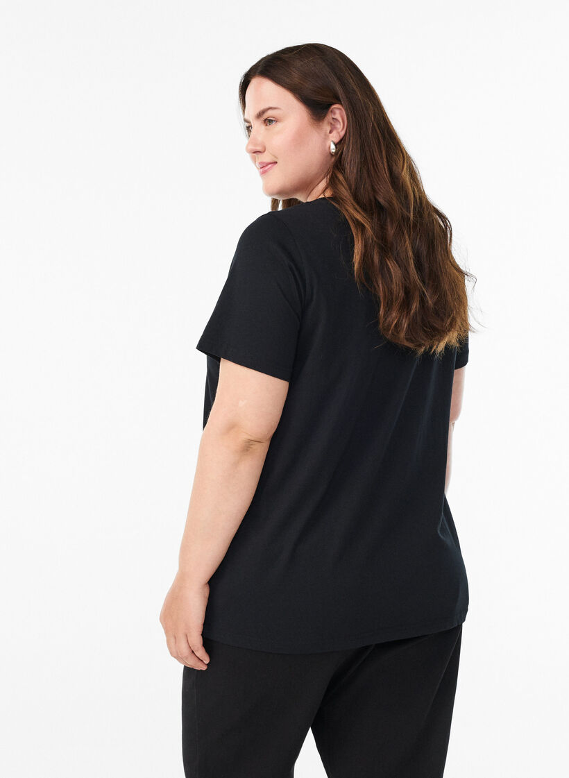 Koszulka swiateczna z bawelny organicznej, Czarne, Model image number 2