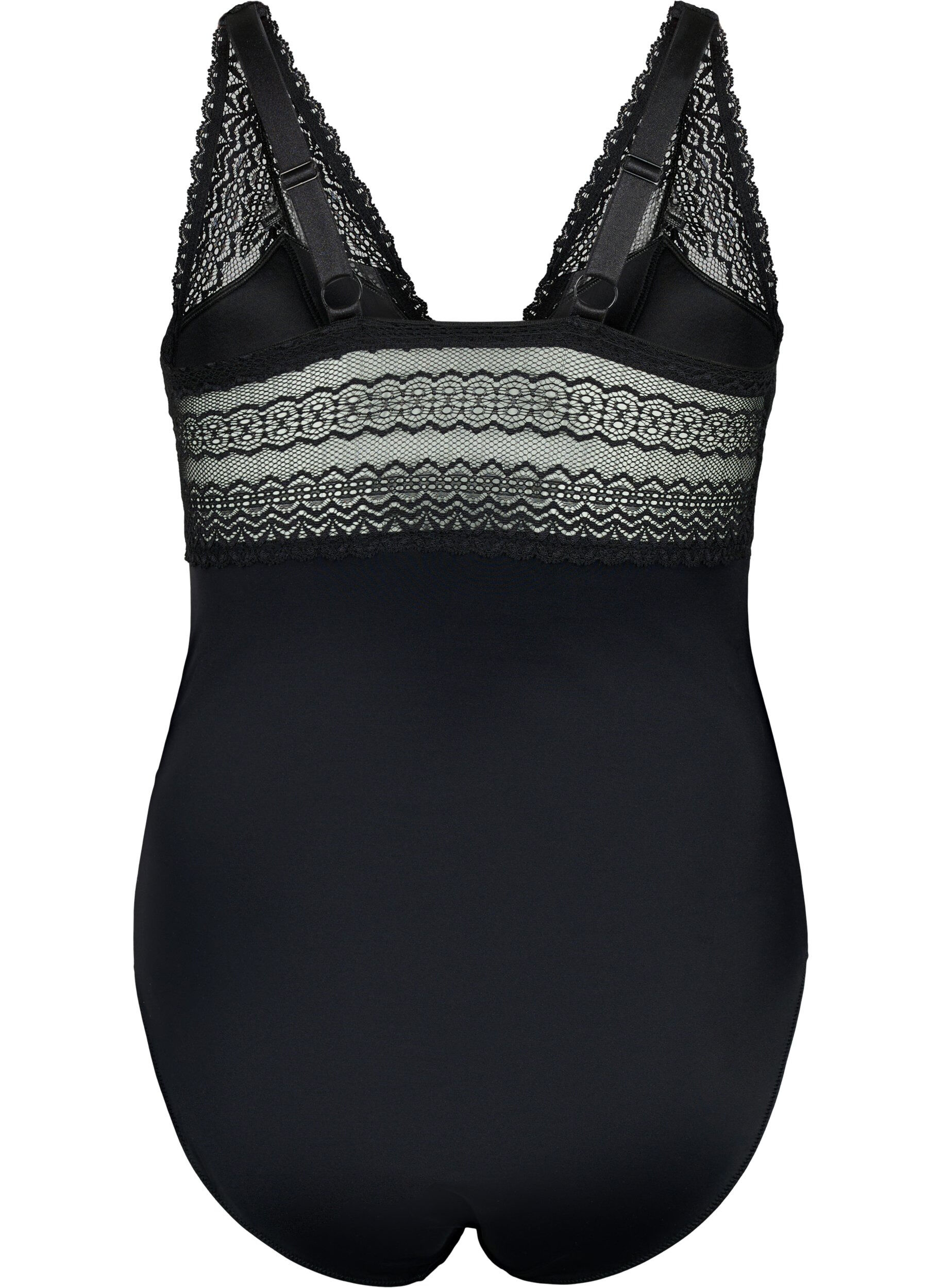Zizzi Body z&nbsp;koronka i&nbsp;lekko usztywnianymi miseczkami, Black, Packshot image number 1