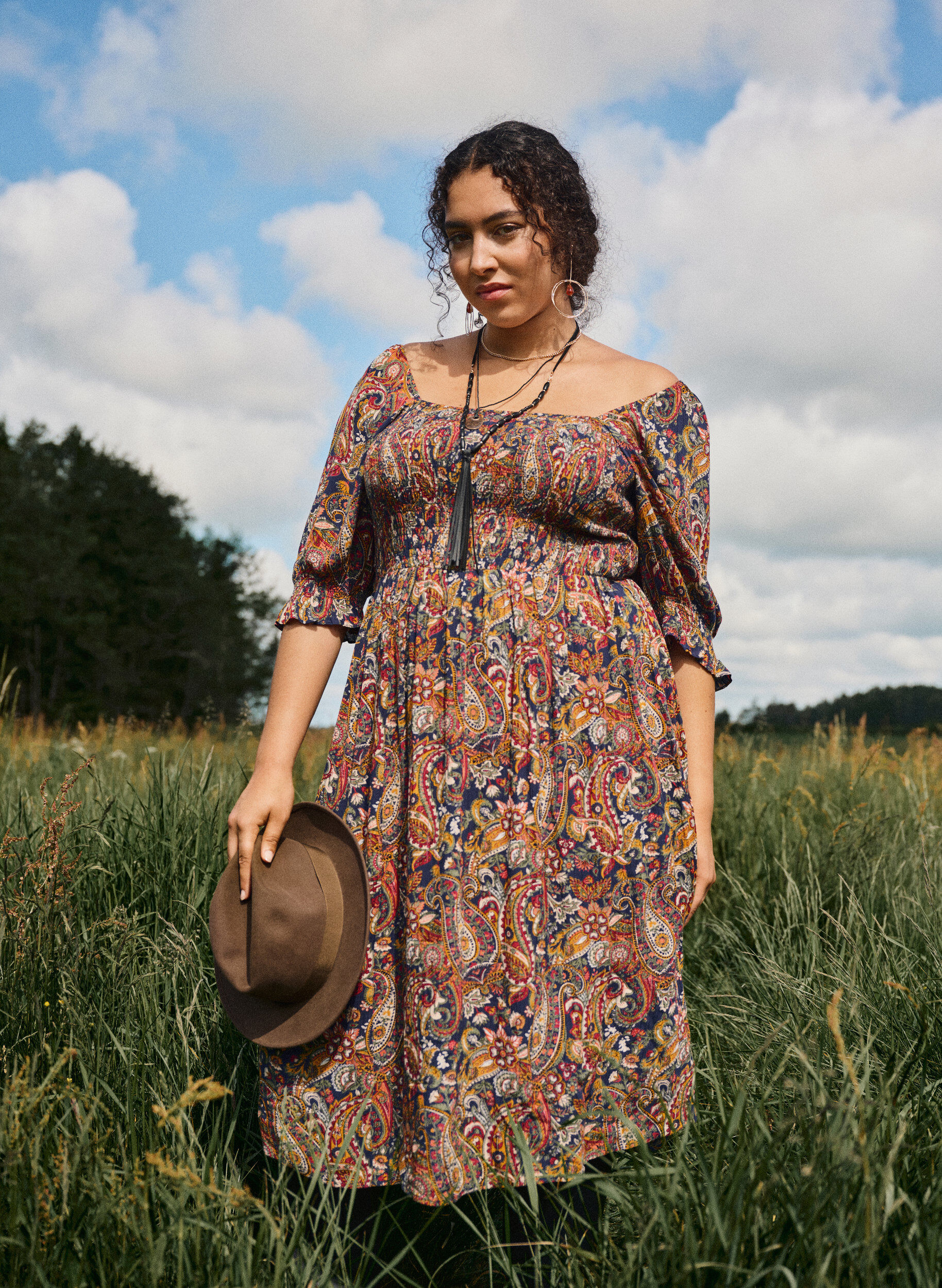 ZizziLetnia sukienka z wiskozy z nadrukiem paisley, Niebieskie, Image image number 0