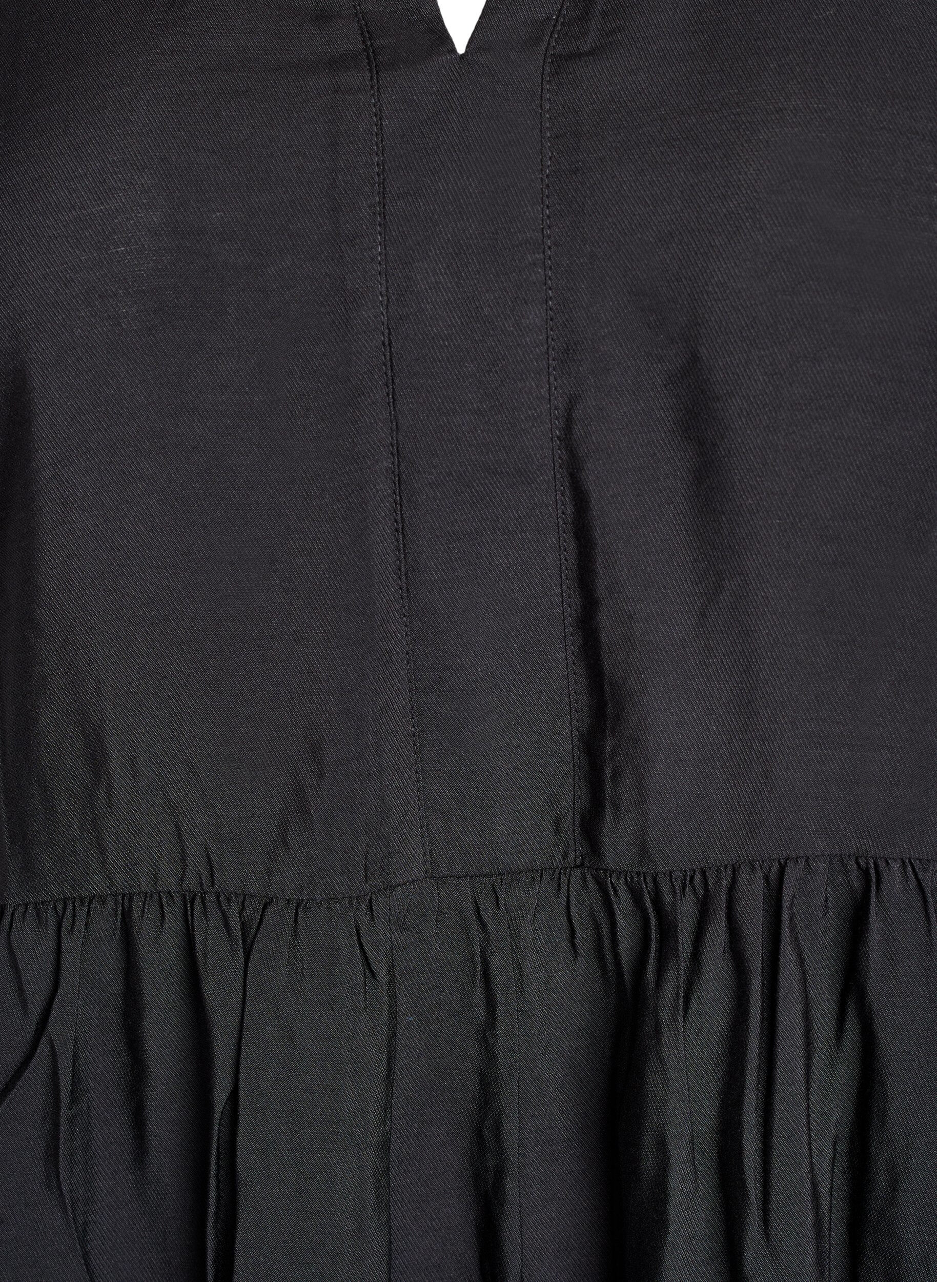 Zizzi Sukienka w kroju A z falbanka na kolnierzu, Czarne, Packshot image number 2