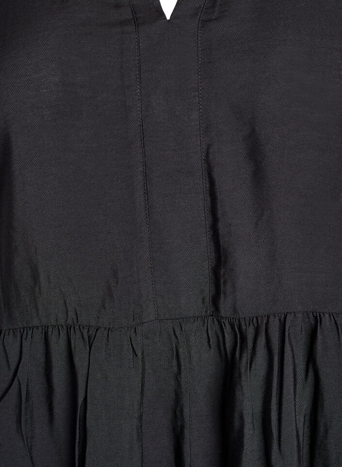 Sukienka w kroju A z falbanka na kolnierzu, Czarne, Packshot image number 2