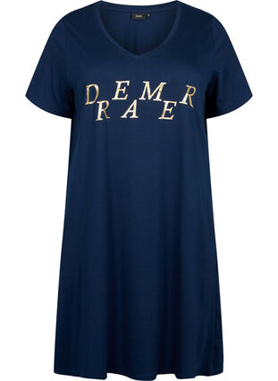 Koszula nocna z bawelny organicznej z dekoltem w szpic, Navy Bl. W. Dreamer, Packshot image number 0