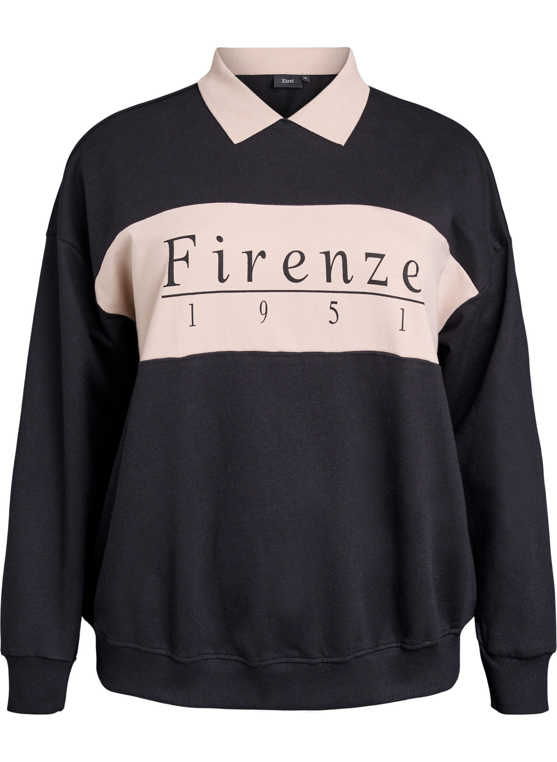 Bluza z organicznej bawelny z kolnierzem i kontrastowym nadrukiem