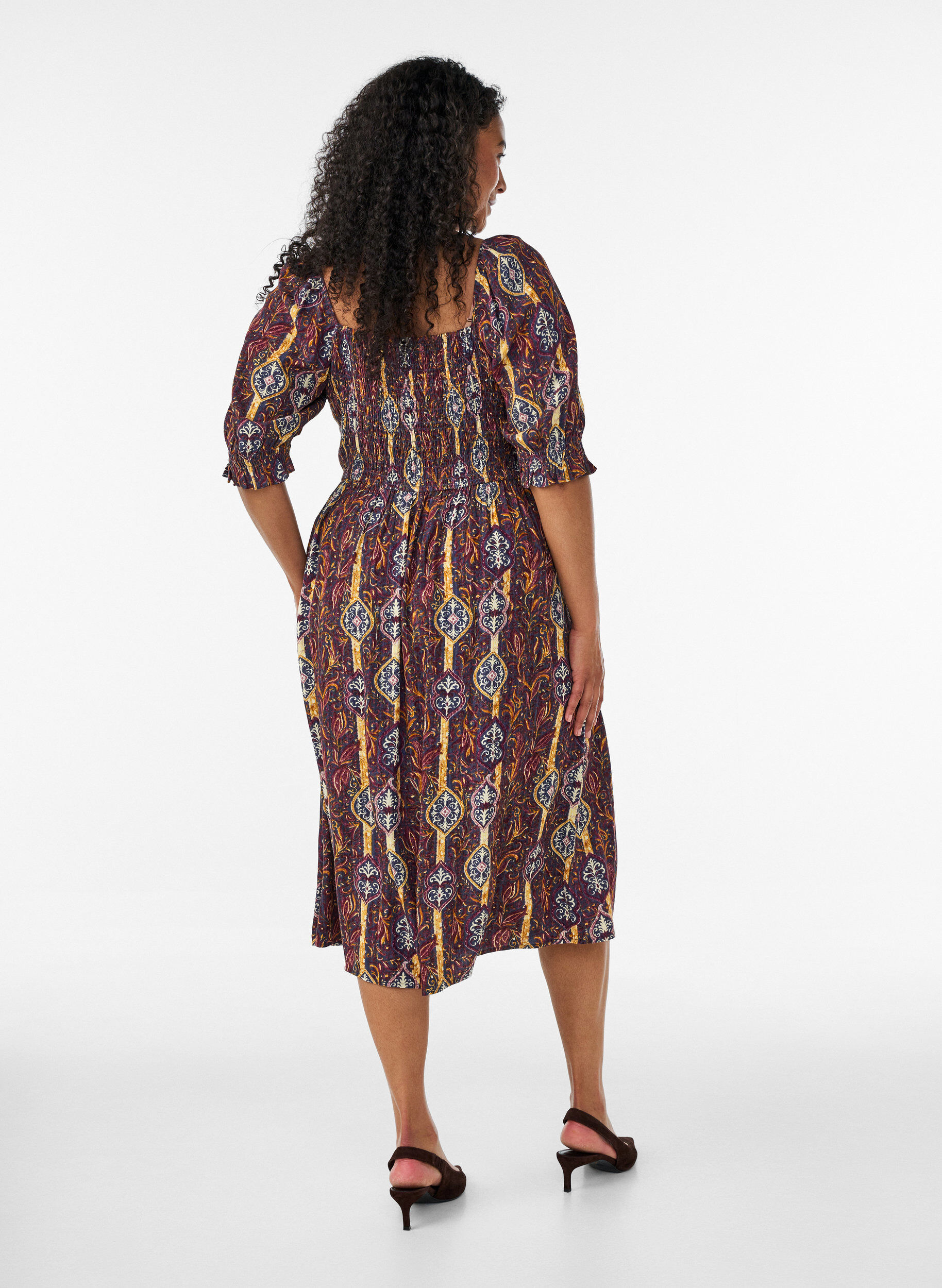 ZizziLetnia sukienka z wiskozy z nadrukiem paisley, Fioletowy, Model image number 1
