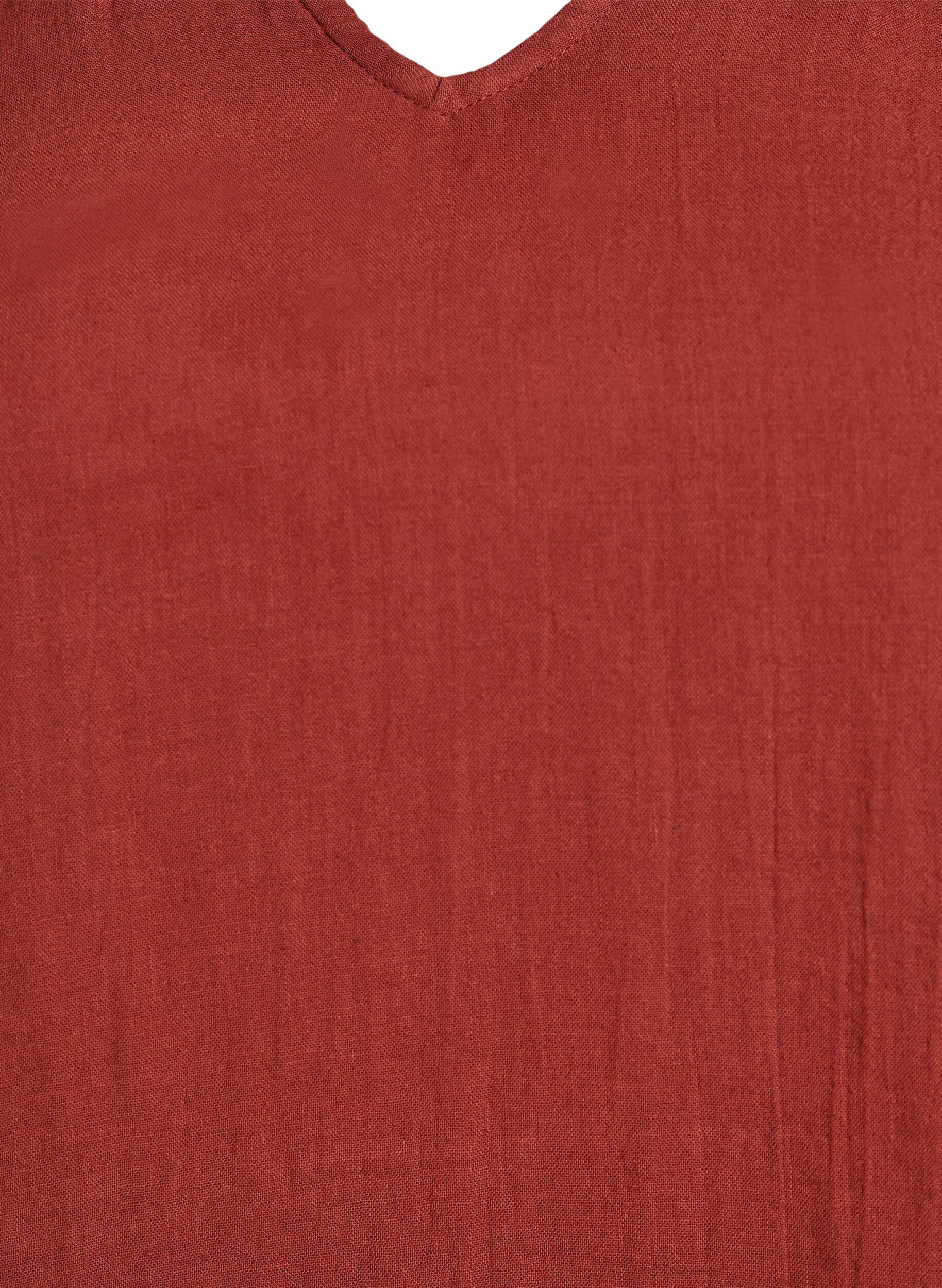 ZizziTop bez rekaw&oacute;w z bawelnianego muslinu z falbankami, Czerwony, Packshot image number 2