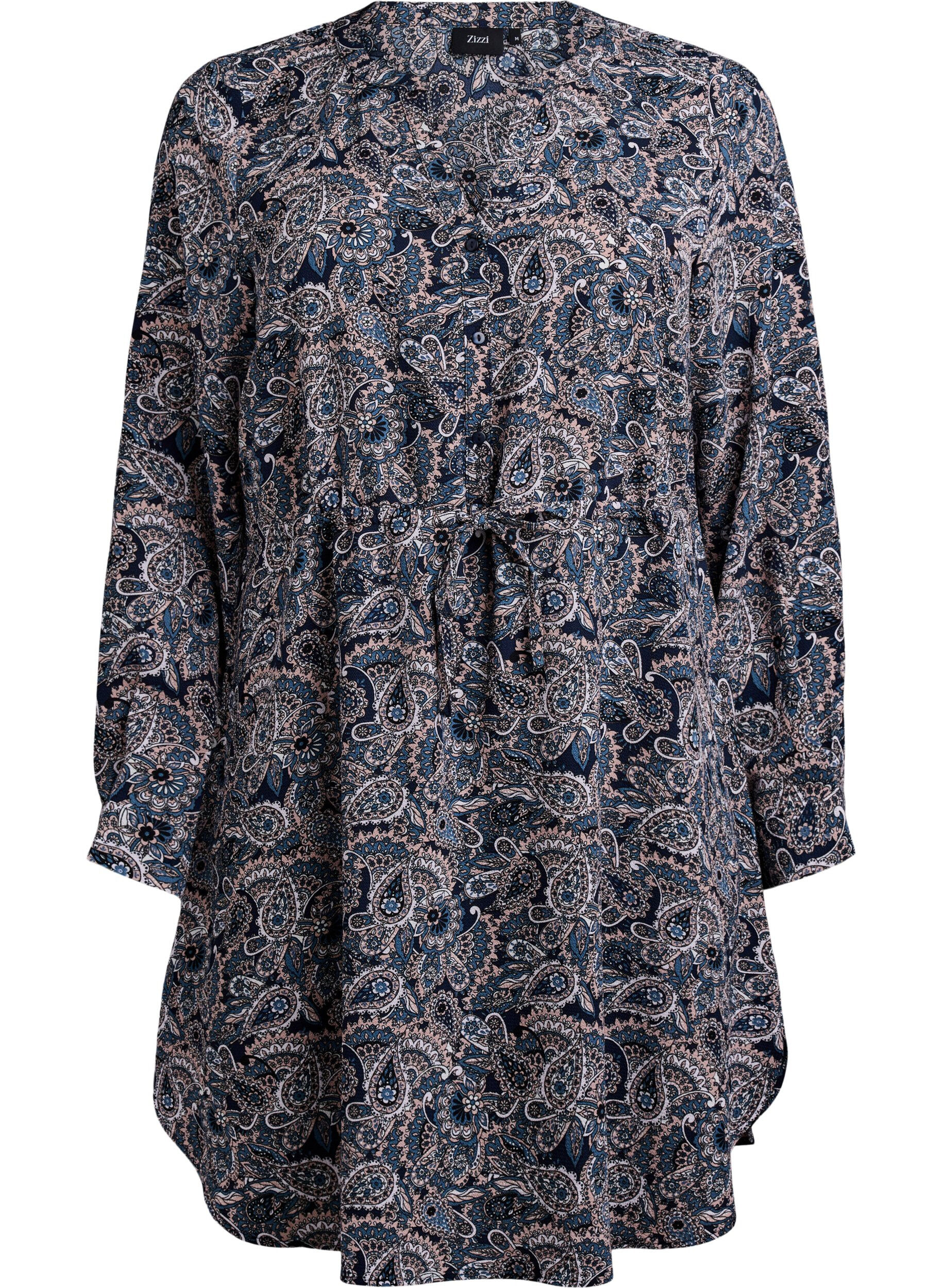 Zizzi Sukienka do kolan z wiazanym paskiem, Beżowy, Packshot image number 0