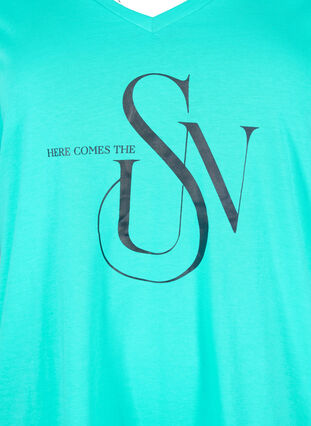Bawelniana koszulka z nadrukiem, Turquoise SUN, Packshot image number 2