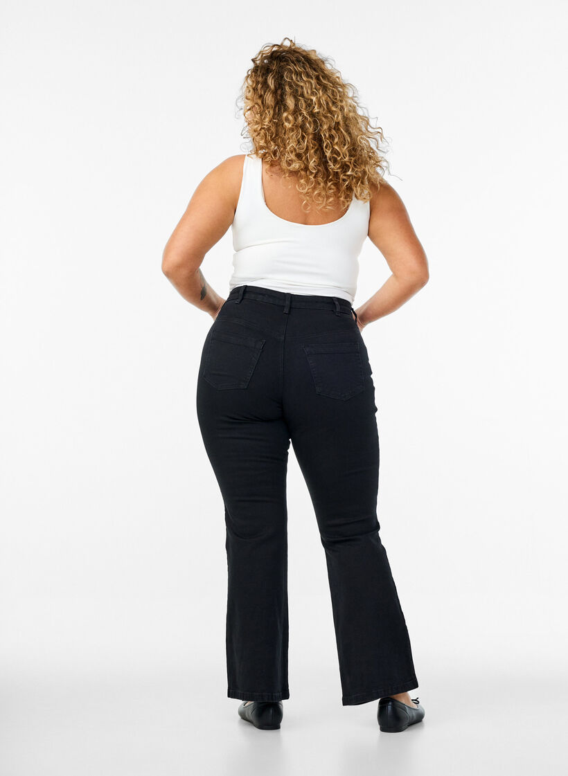 Jeansy typu bootcut Ellen z wysoka talia, Czarne, Model image number 1