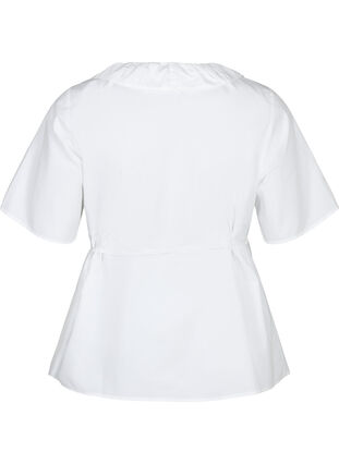 Bluzka z krótkim rekawem i falbanka, Bright White, Packshot image number 1
