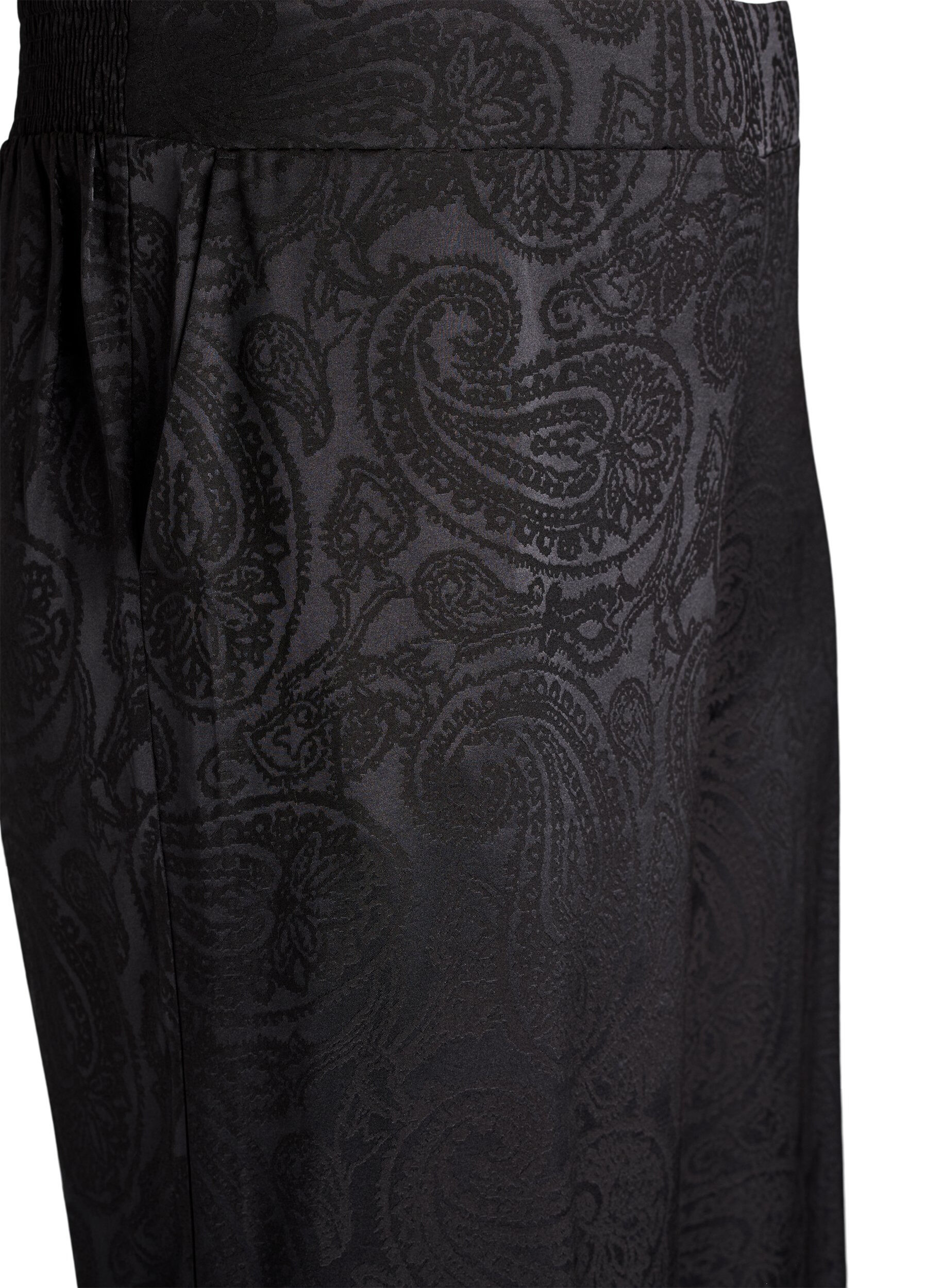 ZizziLuzne spodnie z wzorem paisley i wysokim stanem, Czarne, Packshot image number 2