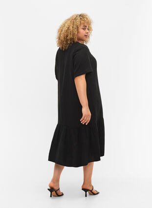 Bawelniana sukienka z krótkimi rekawami, Black, Model image number 1