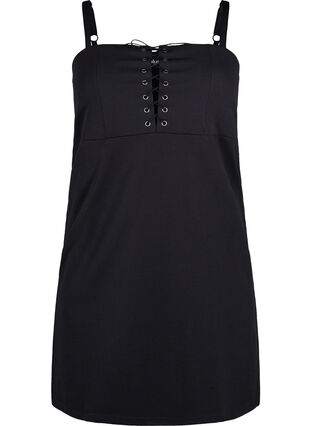 Dopasowana sukienka ze sznurowaniem, Black, Packshot image number 0