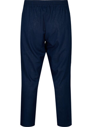 Gladkie bawelniane spodnie z lnem, Navy Blazer, Packshot image number 1