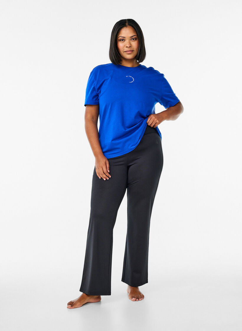 Sportowa koszulka z bawelny organicznej, Niebieskie, Model image number 1