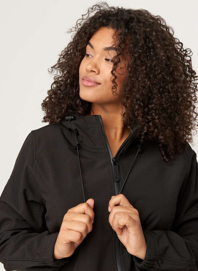 Krótka kurtka softshell z kapturem, Black, Model image number 4