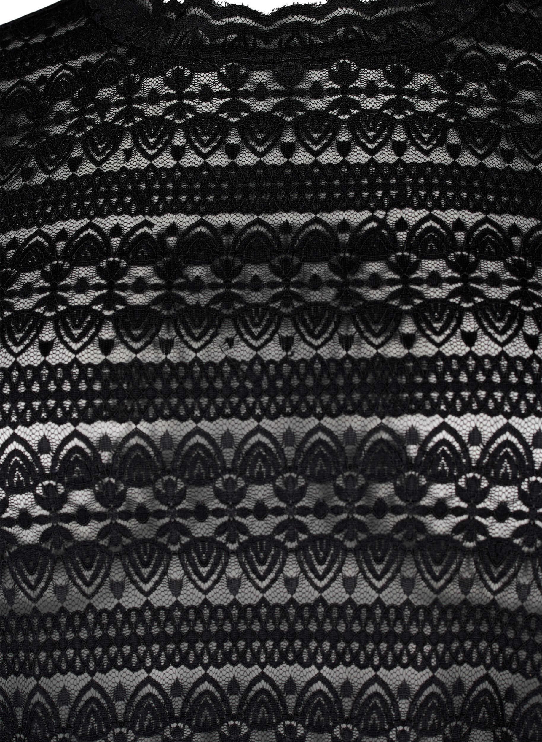 Zizzi Koronkowa bluzka z dlugimi rekawami, Black, Packshot image number 2