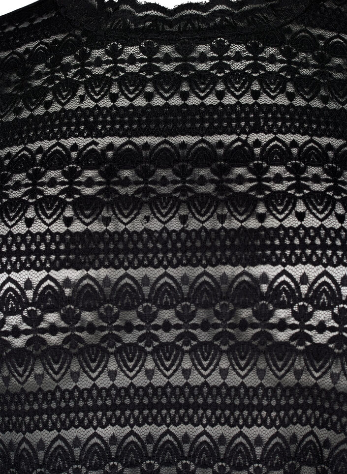 Koronkowa bluzka z dlugimi rekawami, Black, Packshot image number 2