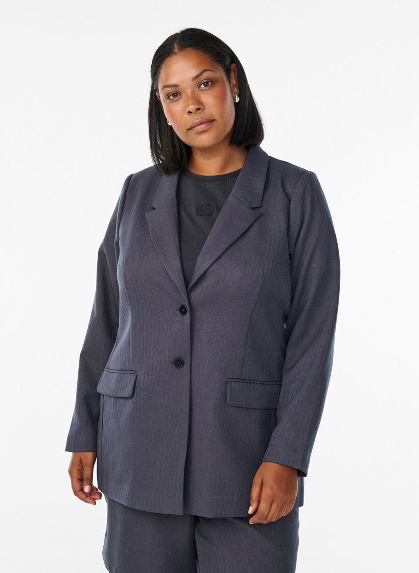 Klasyczna marynarka z kieszeniami, Ciemnoszary, Model