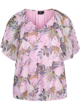 Bluzka z krótkim rekawem i nadrukiem, Orchid Bouquet AOP, Packshot image number 0