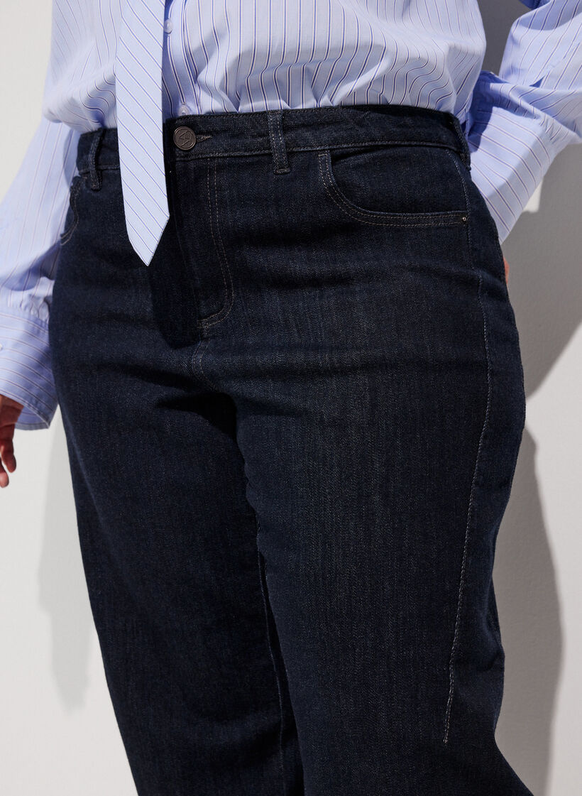 Jeansy typu barrel z wysoka talia, Niebieskie, Model image number 2