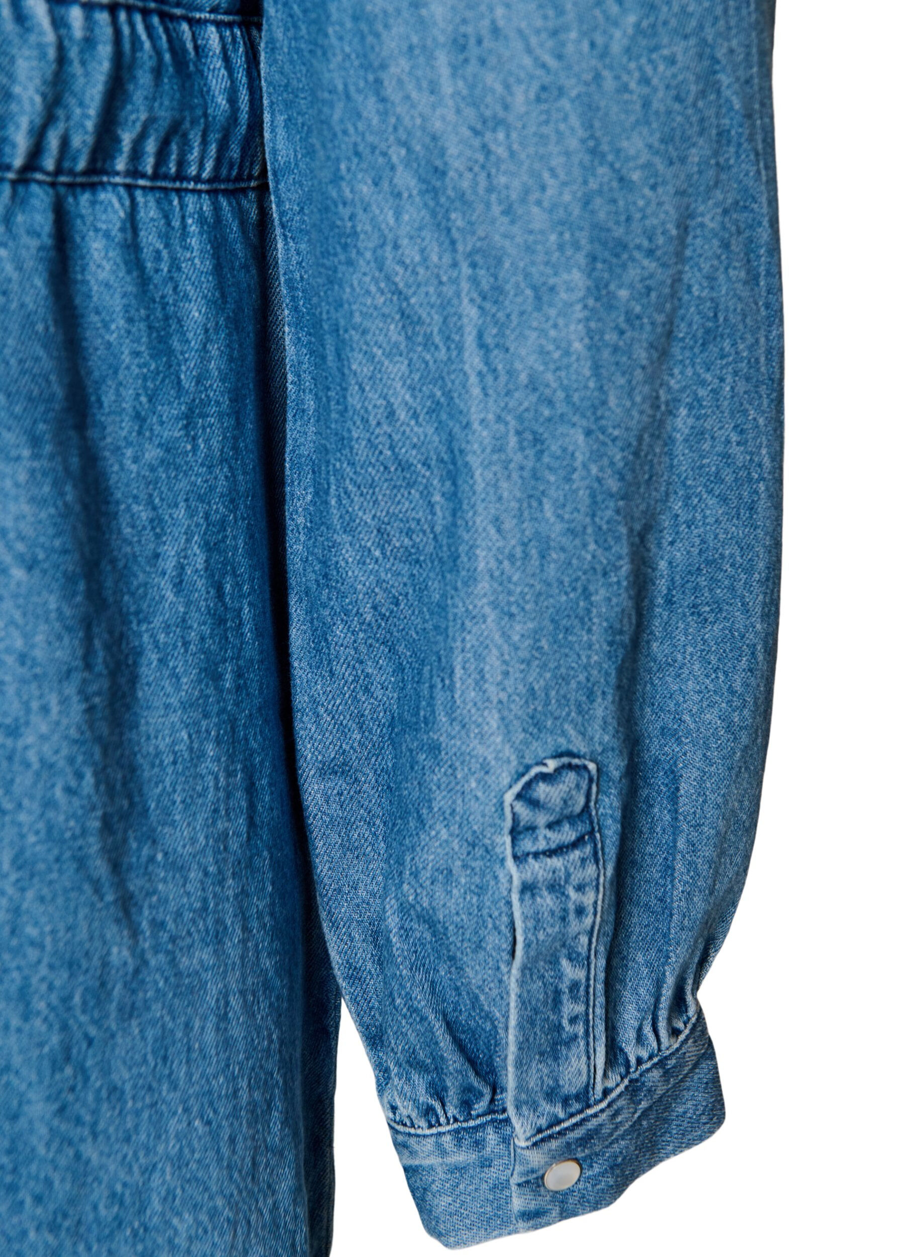 ZizziSukienka z denimu z dekoltem w ksztalcie litery V i pasem do wiazania, Niebieskie, Packshot image number 3