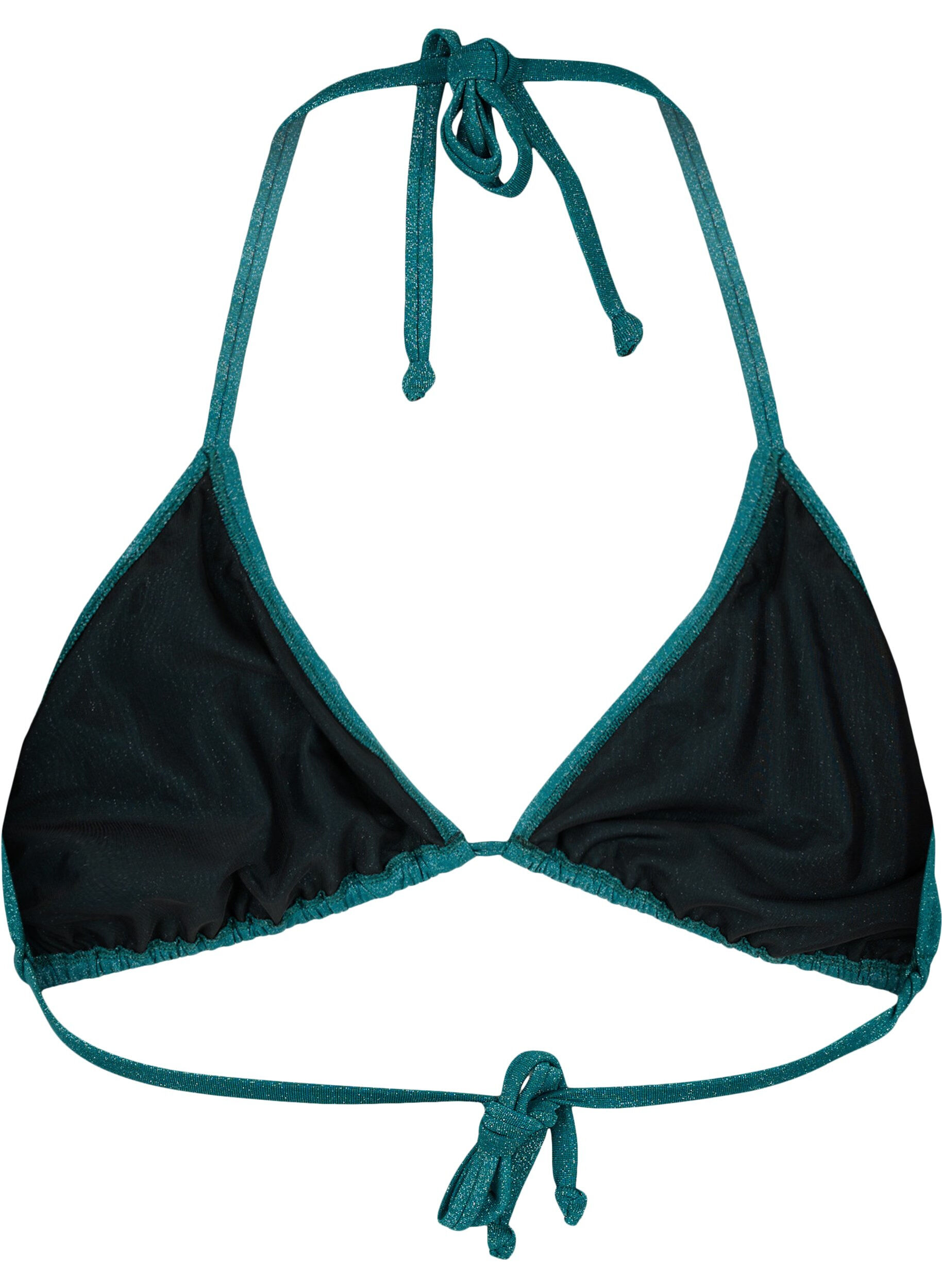 Zizzi Tr&oacute;jkatna g&oacute;ra od bikini z brokatem, Zielony, Packshot image number 1