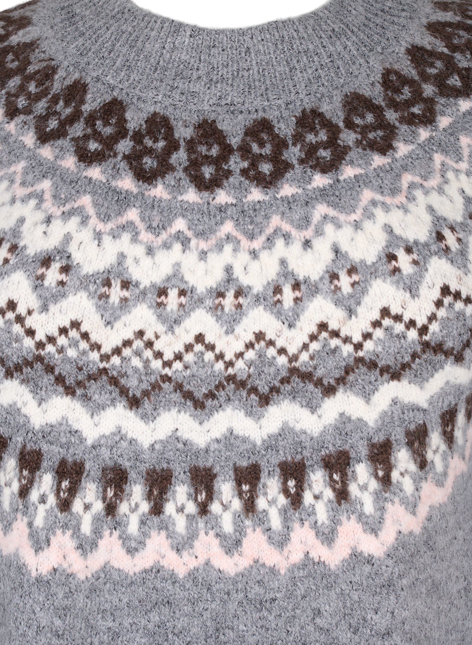 Zizzi Dzianinowa sukienka z zakardowym wzorem i dlugimi rekawami, Medium Grey Comb, Packshot image number 2