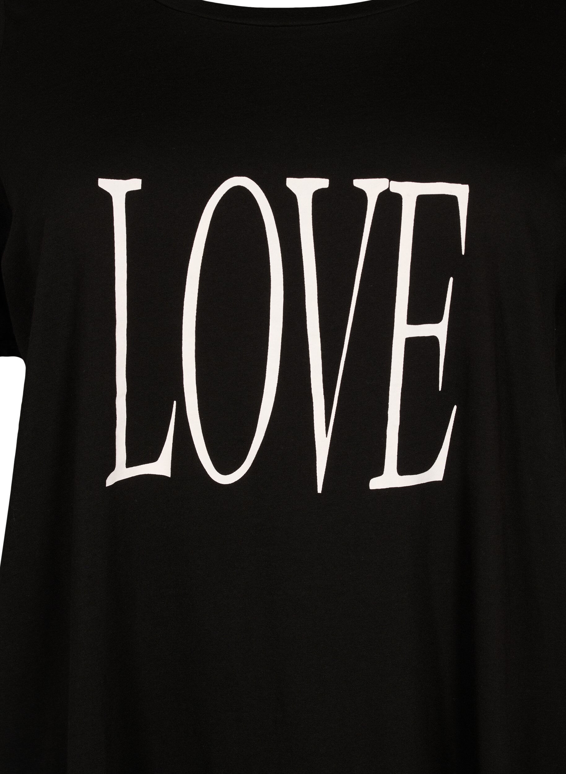 Zizzi Oversize t-shirt with print, Black W. Love, Packshot image number 2