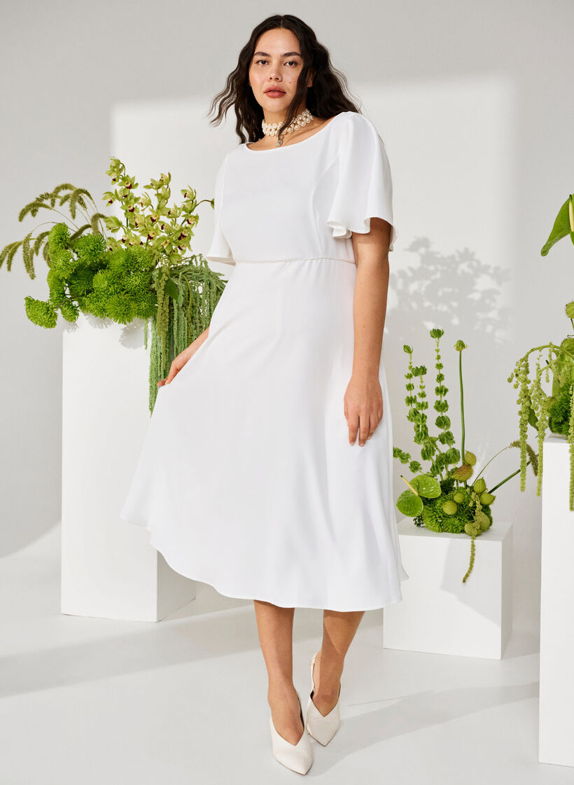 Imprezowa sukienka w stylu empire, Bright White, Image