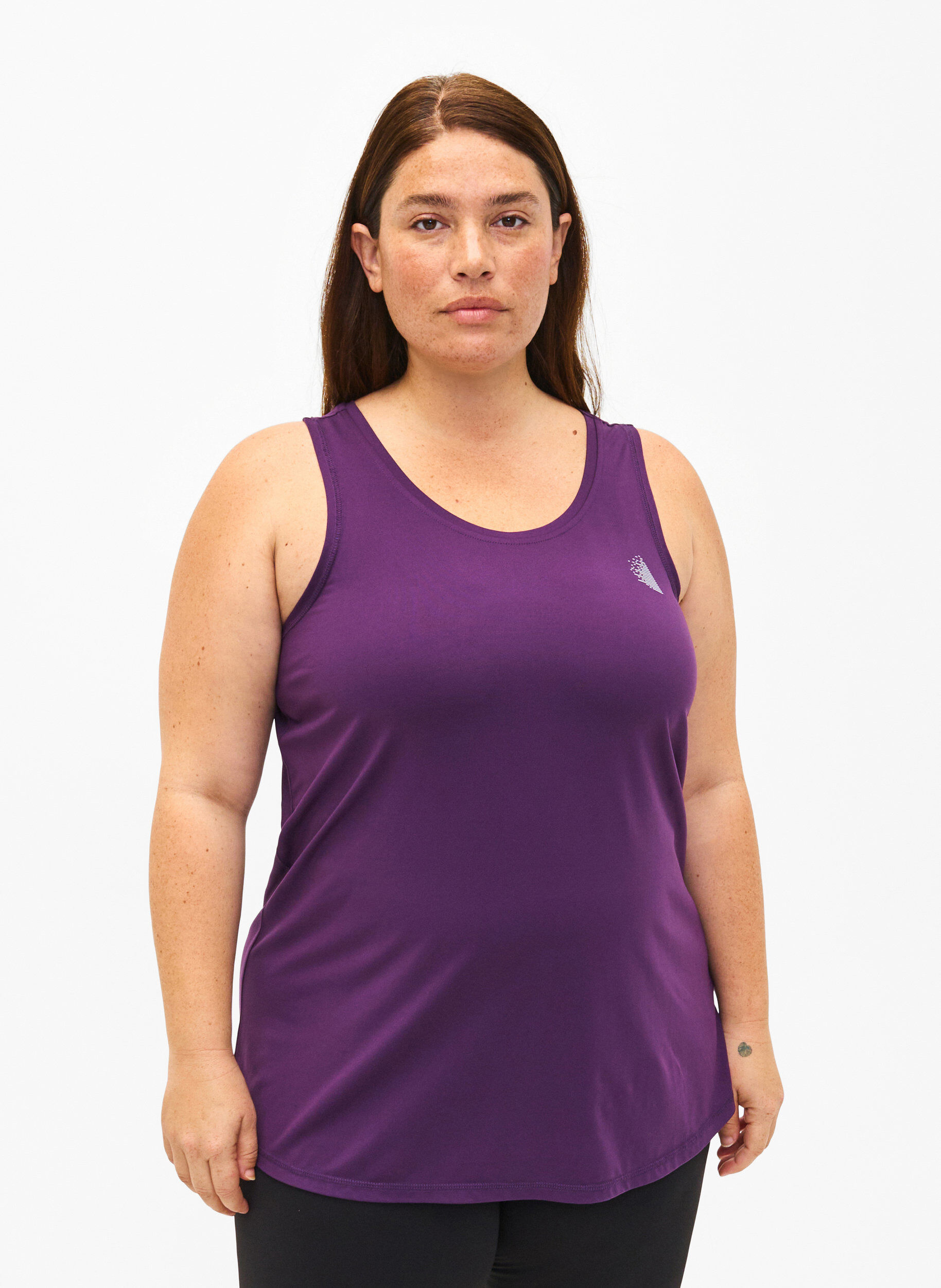 Zizzi Top treningowy z okraglym dekoltem, Purple Pennant, Model image number 0