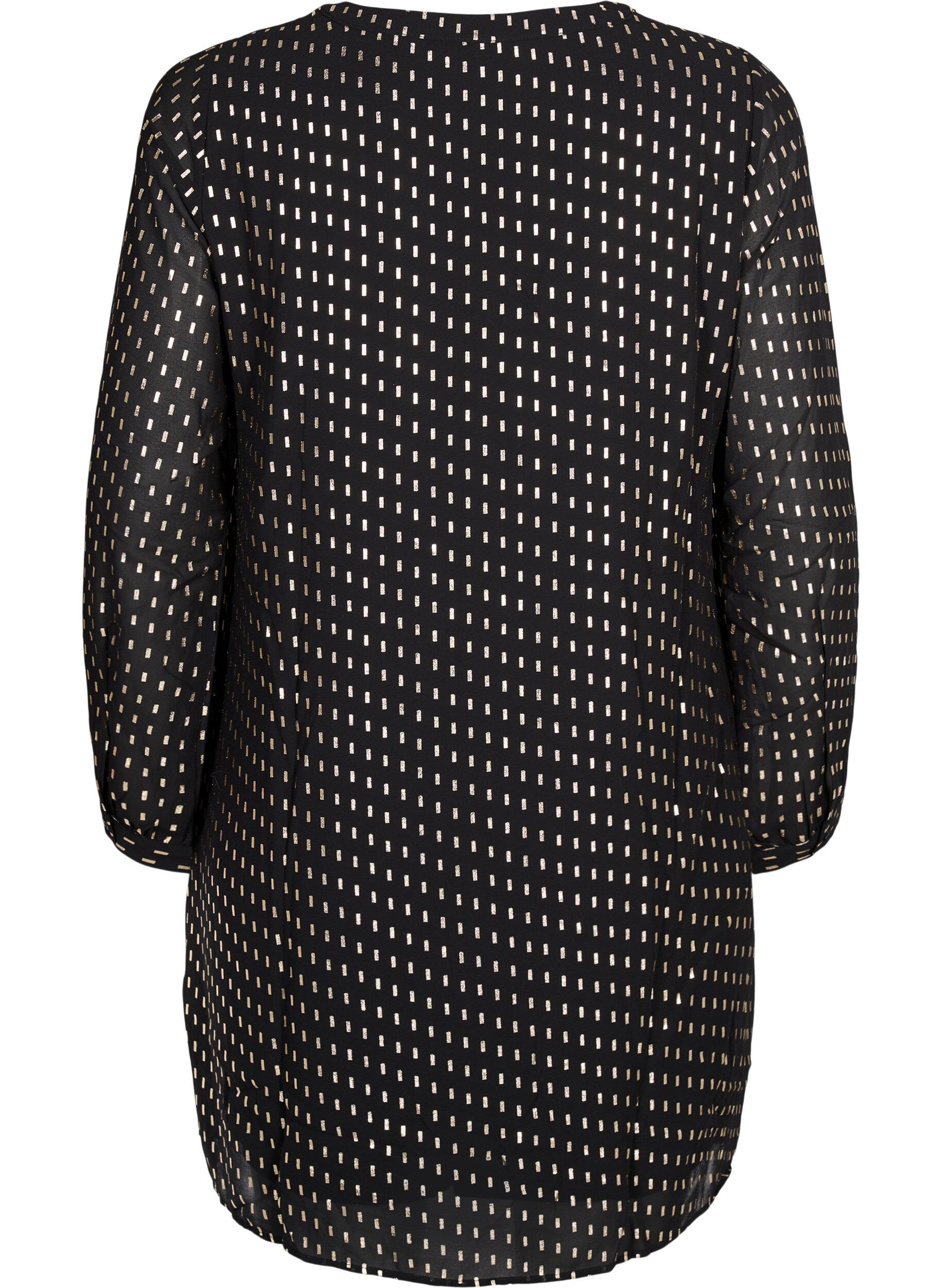 Zizzi Sukienka z dlugimi rekawami i foliowym nadrukiem, Black w. Gold, Packshot image number 1