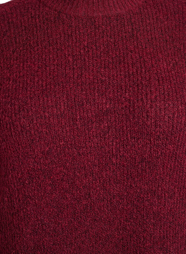 Dluga dzianinowa sukienka z wysokim dekoltem, Czerwony, Packshot image number 2