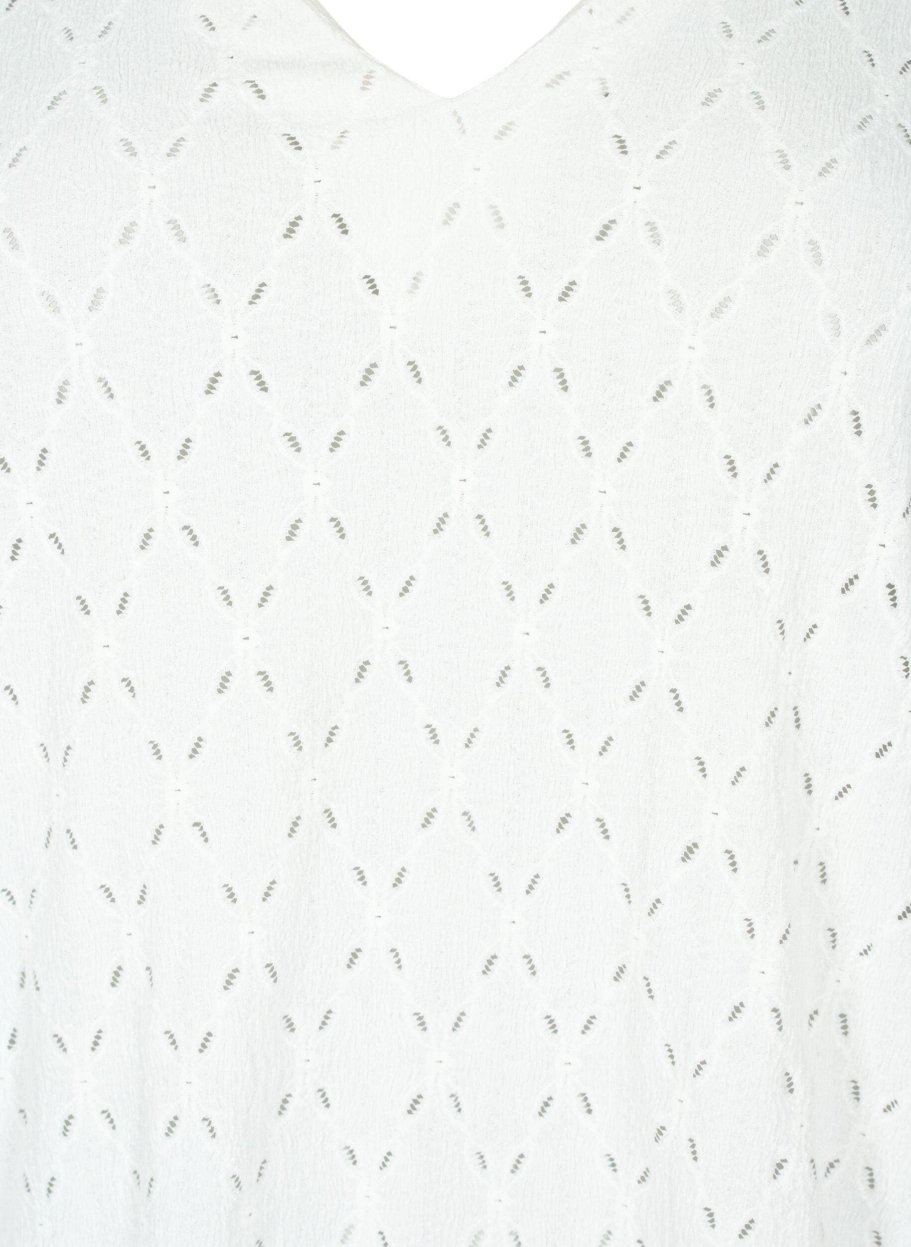 Zizzi Azurowa bluzka z dekoltem w serek, Off White, Packshot image number 2