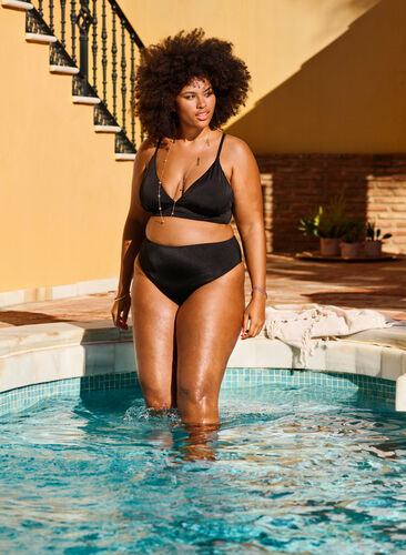 Dól bikini w jednolitym kolorze z regularnym stanem, Black, Image image number 0