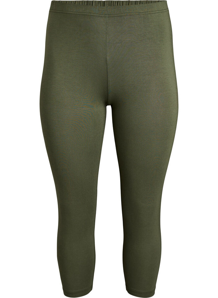 Legginsy 3/4 typu basic z wiskozy, Zielony, Packshot image number 0