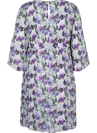 Wzorzysta plisowana sukienka z wiazaniem, Purple Flower Mix, Packshot image number 1